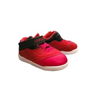Nike Air Jordan Red And Black Velcro Toddler High Top Sneakers